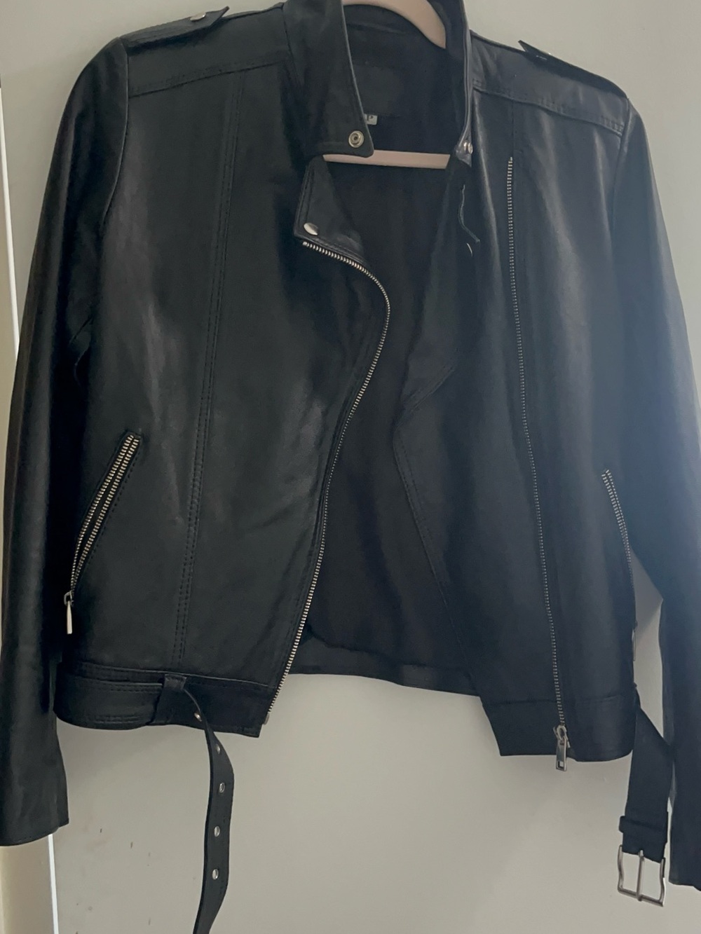 Leather biker jacket